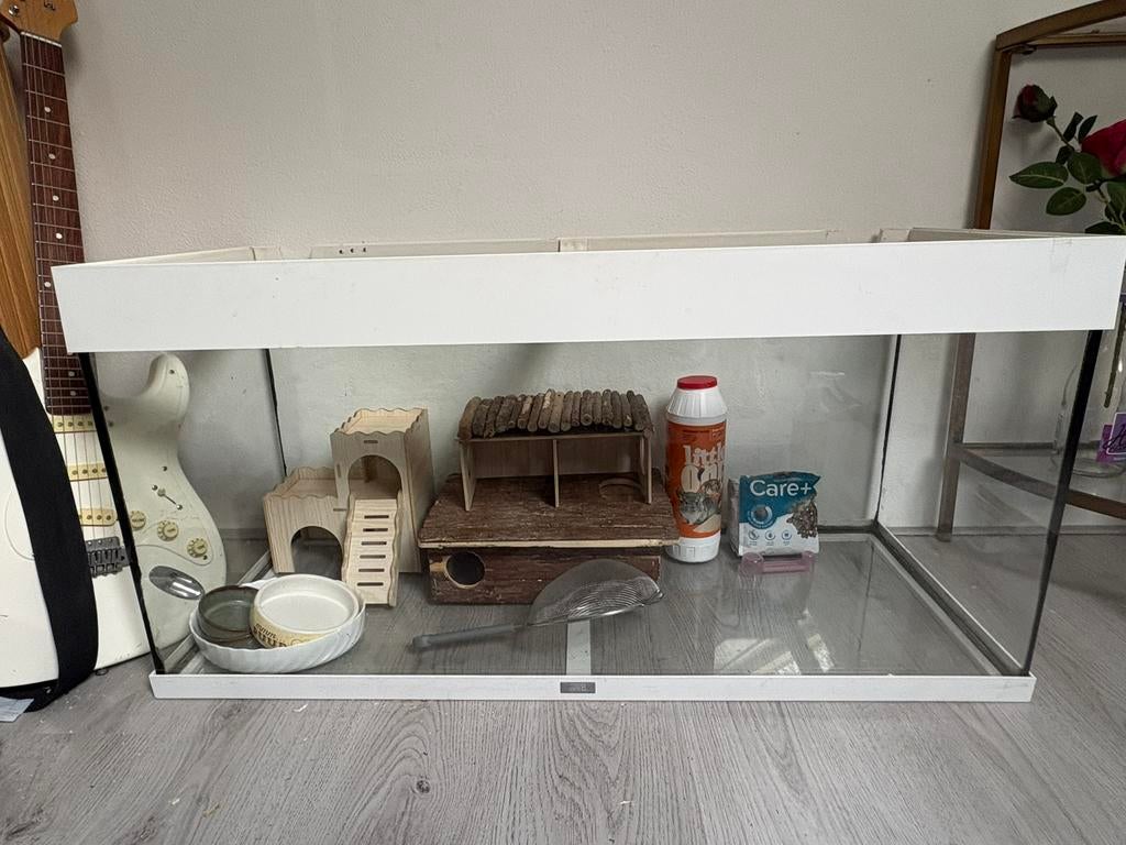 Aquarium met gerbil spullen, Ophalen, Gebruikt, Overige typen