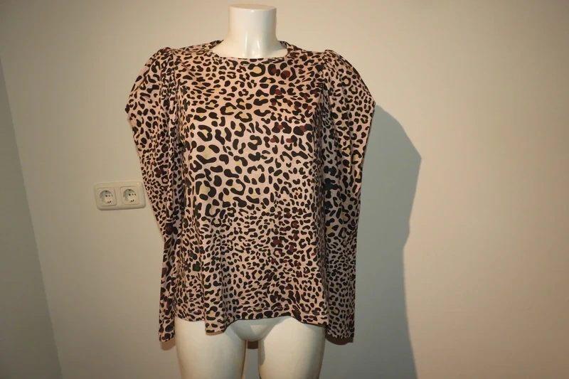 Munthe leopard print shirt pof mouwen bovenkant mt 40, Maat 38/40 (M), Overige kleuren, Verzenden, Zo goed als nieuw