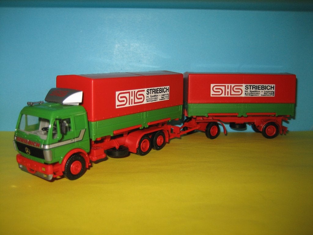 SHS-Striebich   MERCEDES combi  met afzet-bakken  Herpa, Ophalen of Verzenden, Zo goed als nieuw, Bus of Vrachtwagen, Herpa
