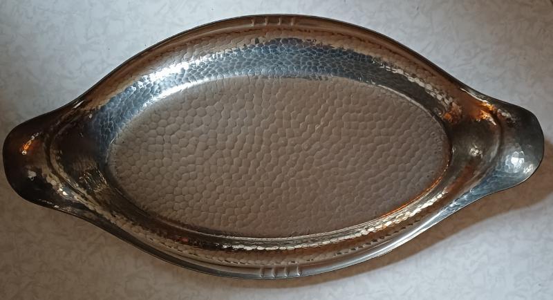 Art-Deco ovaal tinnen fruitschaal, Antiek en Kunst, Antiek | Tin, Ophalen of Verzenden