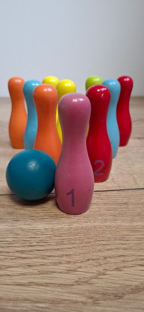 Houten Bowling Set / Kegelspel Kinderen (10 Pins), Gebruikt, Onbekend, Ophalen of Verzenden, Onbekend