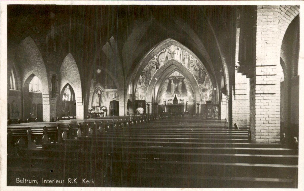 Beltrum - R.K. Kerk - Interieur, Ophalen of Verzenden, 1920 tot 1940, Gelopen, Gelderland
