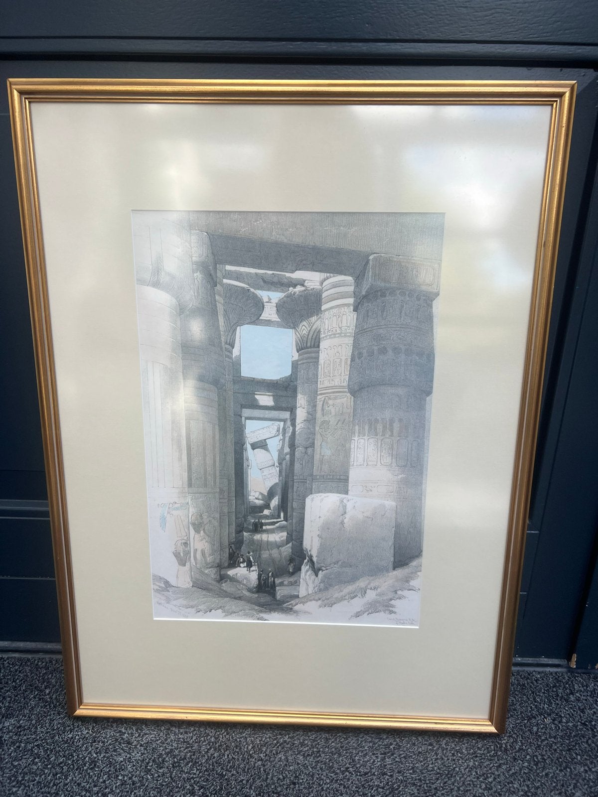 Lithografie David Roberts - Tempel van Dendera, Egypte, Antiek en Kunst, Ophalen, Ingelijst, 1800 - 1899, Architectuur