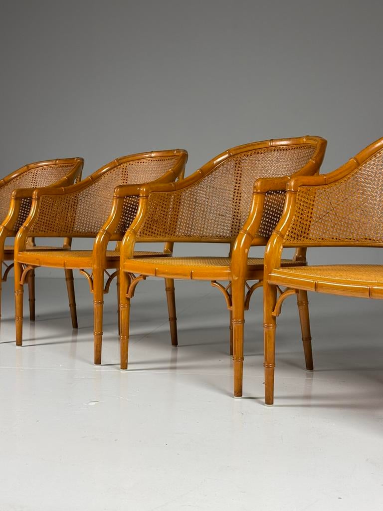 4x Faux Bamboo eetkamer stoel vintage, Huis en Inrichting, Stoelen, Zo goed als nieuw, Vier, Bruin, Ophalen