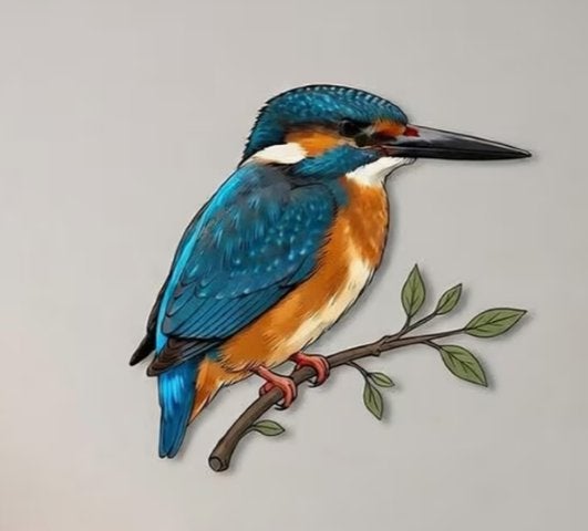 Tuinwand decoratie IJsvogel op tak metaal, Tuin en Terras, Ophalen of Verzenden, Nieuw