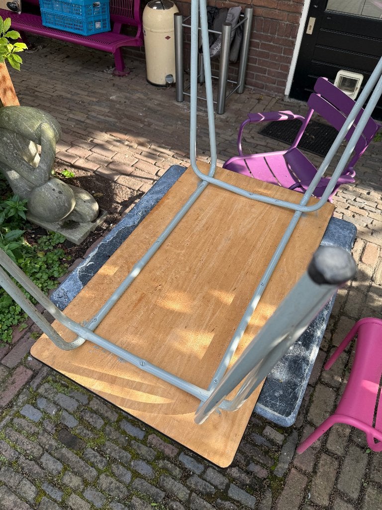 Jaren 50 keukentafel Willy van der Meeren formica metaal, Huis en Inrichting, Tafels | Eettafels, Ophalen, Gebruikt, 50 tot 100 cm