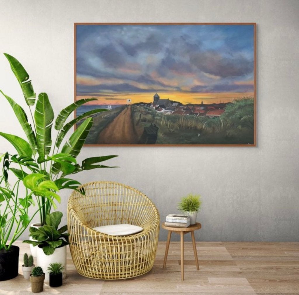 Origineel schilderij DingemanseArt – Zoutelande – 80x120 cm, Antiek en Kunst, Ophalen, Doek, Realistisch, Olieverf