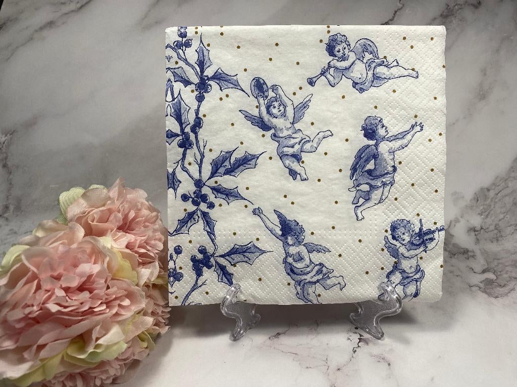 Delfts blauw engel knutsel servetten decoupage nr 706, Ophalen of Verzenden, Nieuw, Papier of Karton, Knutselmateriaal