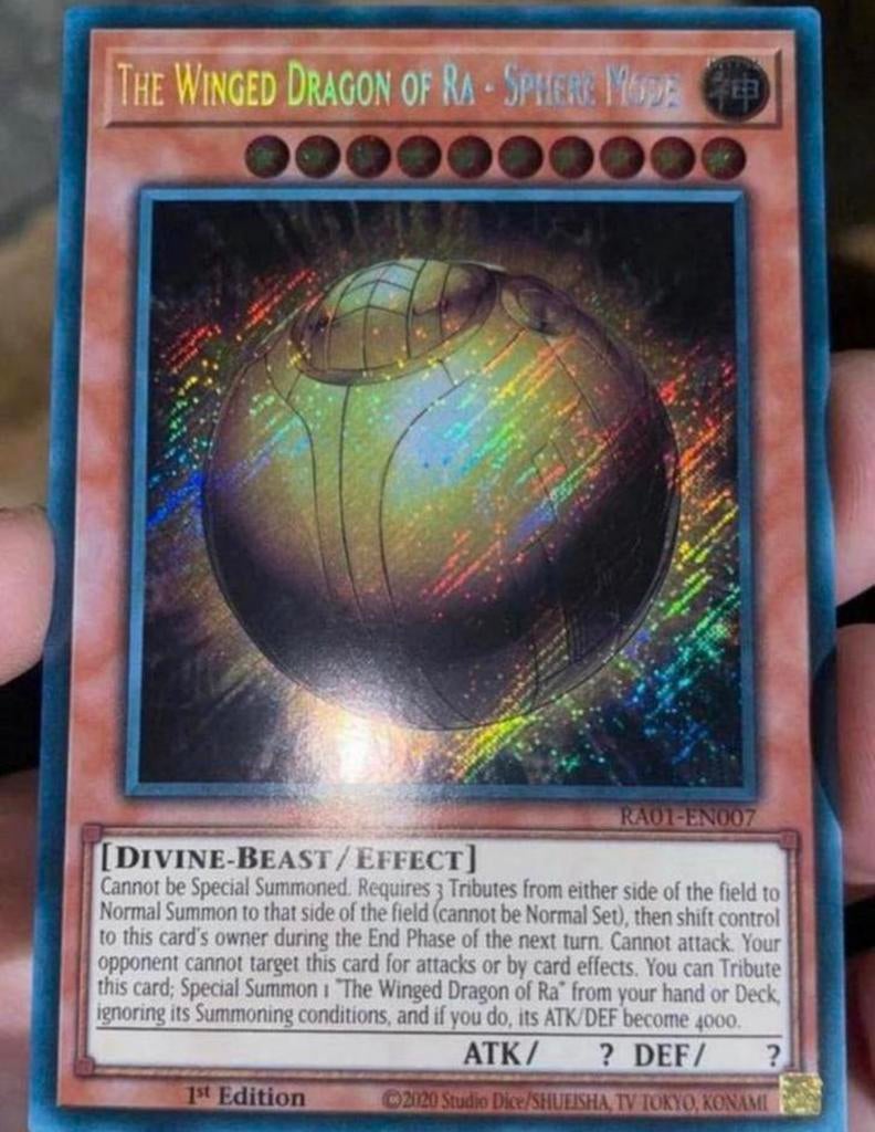 Yu-Gi-Oh! The Winged Dragon of Ra Sphere Mode RA01 1st !, Ophalen of Verzenden, Zo goed als nieuw, Losse kaart, Foil