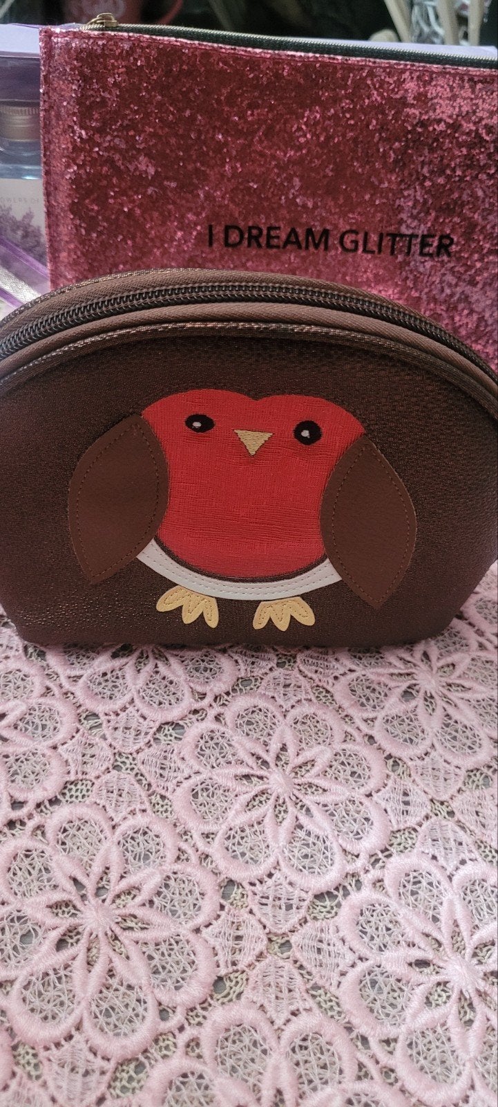 Leuke make-up tasje lief uiltje/ glittertjes, Ophalen of Verzenden, Nieuw, Bruin, Dame
