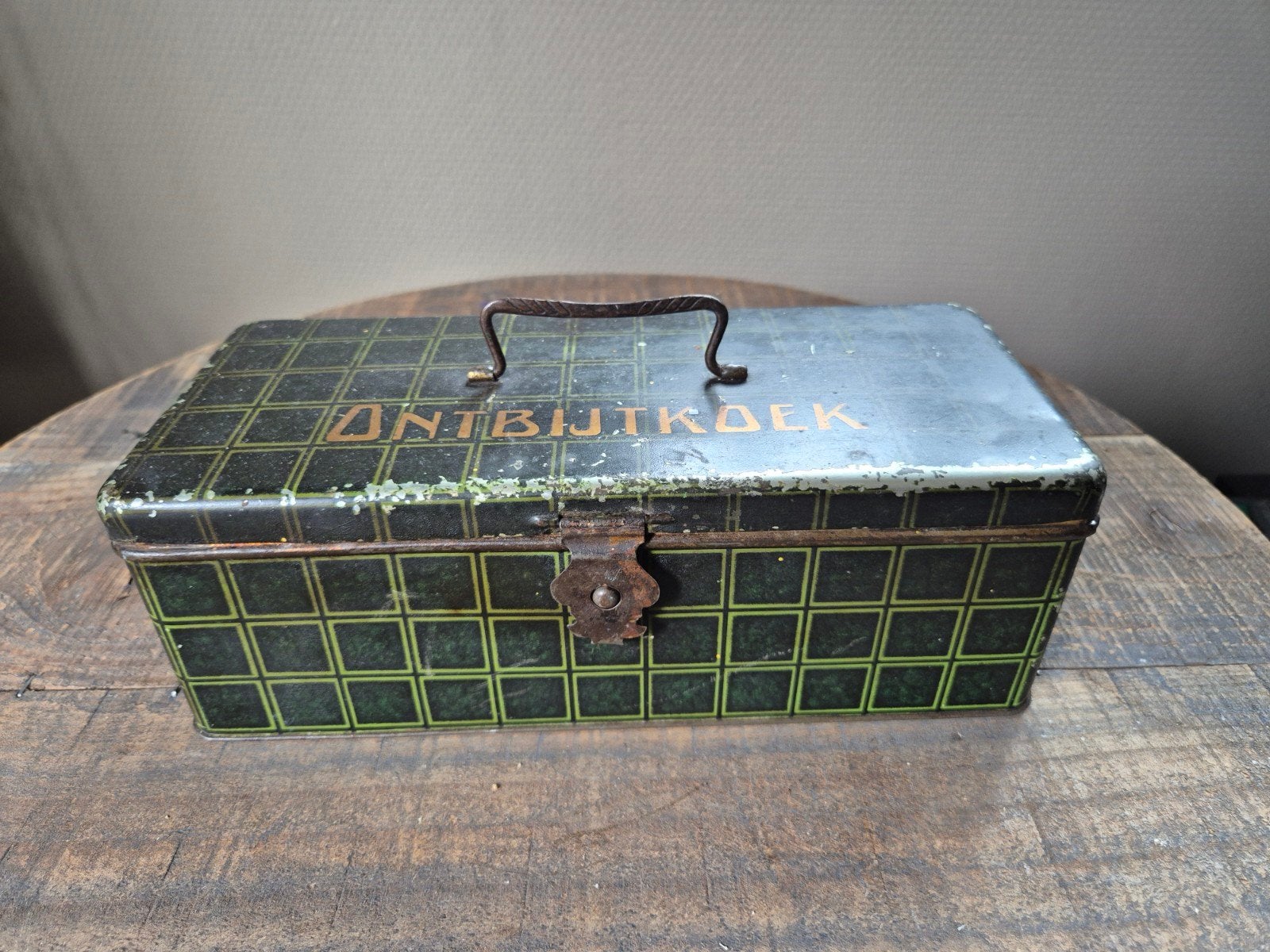 groen ontbijtkoek blik, Ophalen of Verzenden, Gebruikt, Overige