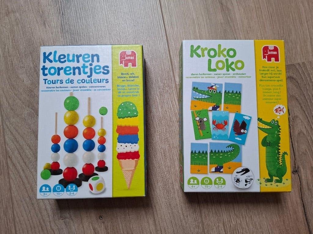 Spelletjes, krokoloko en kleurentorentjes, Een of twee spelers, Ophalen of Verzenden, Gebruikt, Jumbo