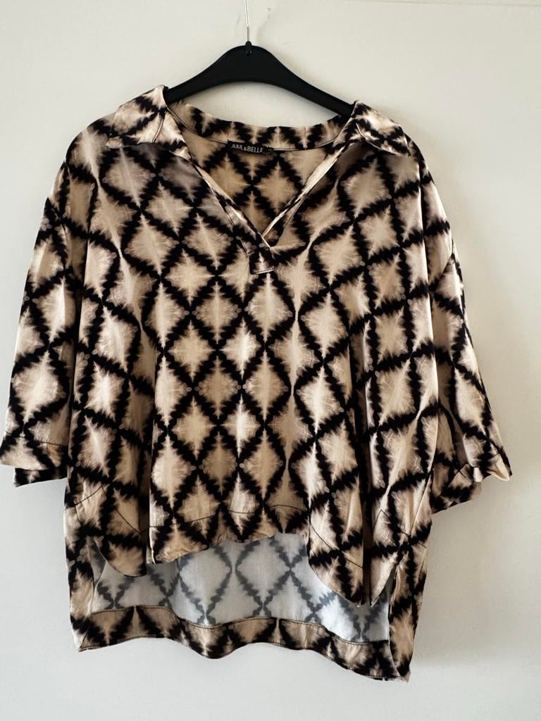 Nieuw Juul & Belle oversized blouse S beige zwart V-hals, Ophalen of Verzenden, Nieuw, Maat 36 (S), Beige