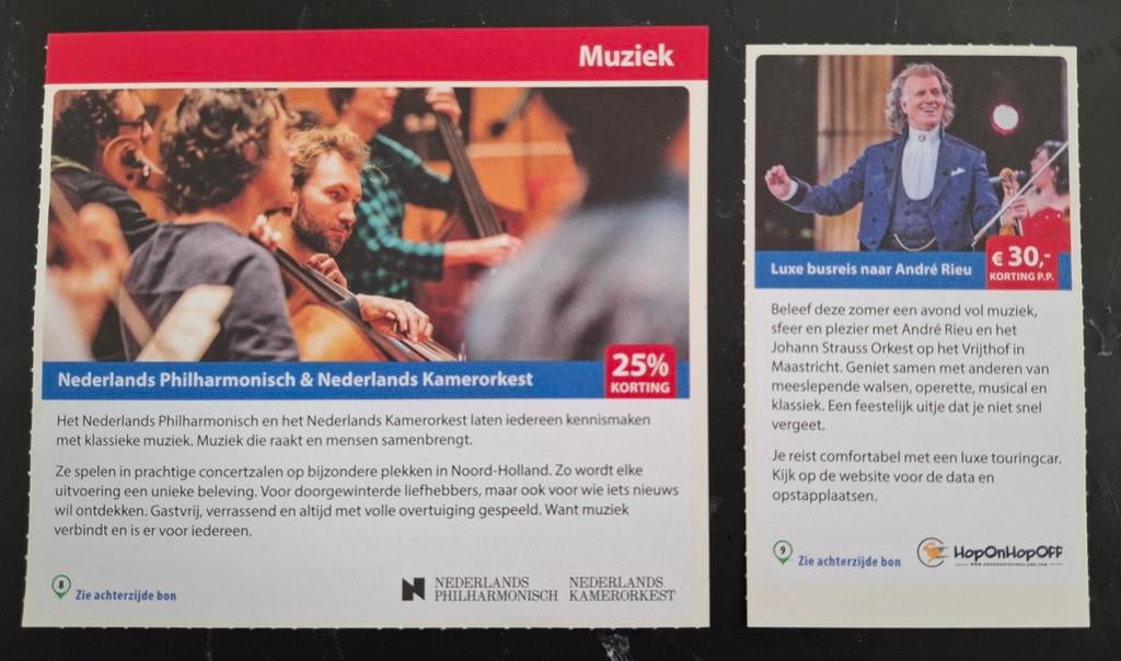 2 kortingsbonnen voor muziek, Tickets en Kaartjes, Kortingsbon