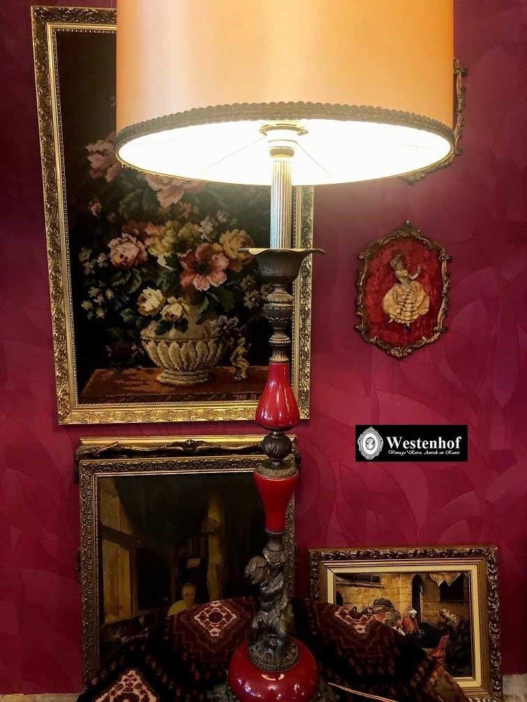 Staande lamp / Grote tafellamp antiek barok engel