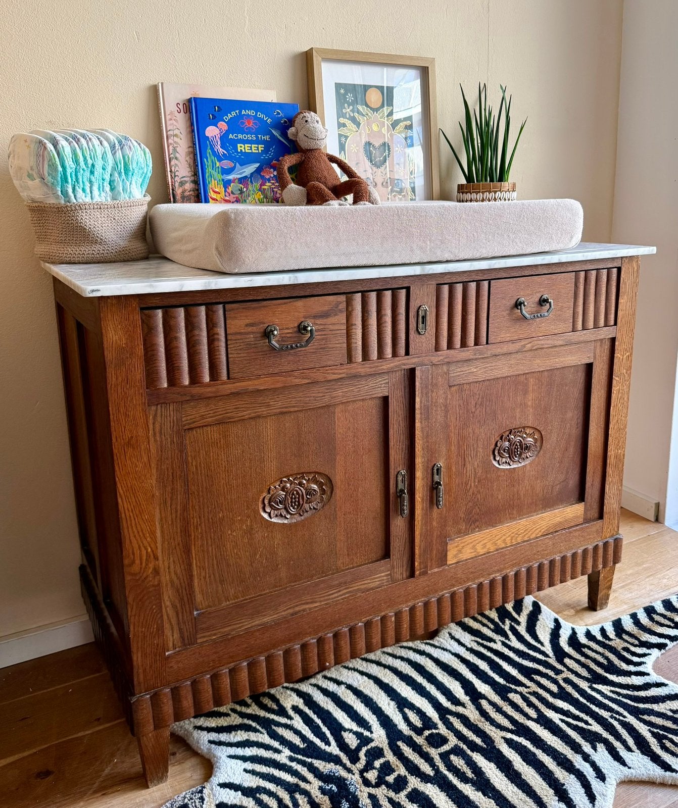 Antieke commode marmer blad, Ophalen, 50 tot 70 cm, 90 tot 105 cm, 100 cm of meer