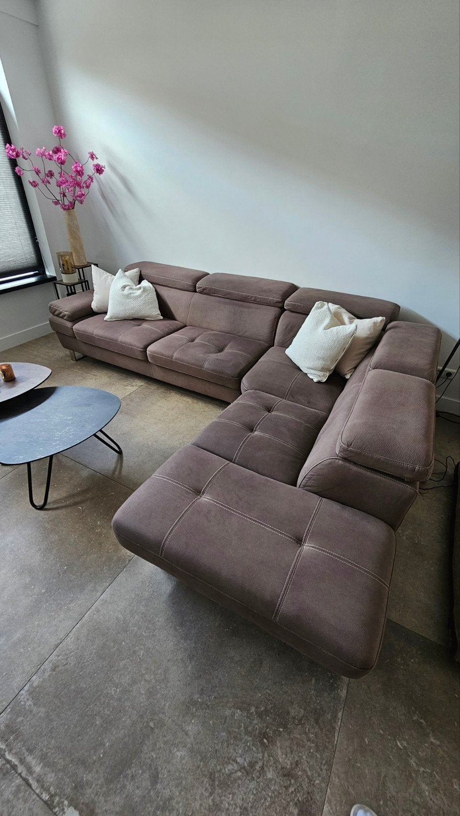 Hoekbank / loungebank bruin 300cm x 220cm, Ophalen, Gebruikt, 100 tot 125 cm, Hoekbank