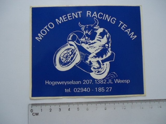 sticker oud Weesp Moto Meent Racing motorrace retro sport, Verzenden, Zo goed als nieuw, Bedrijf of Vereniging