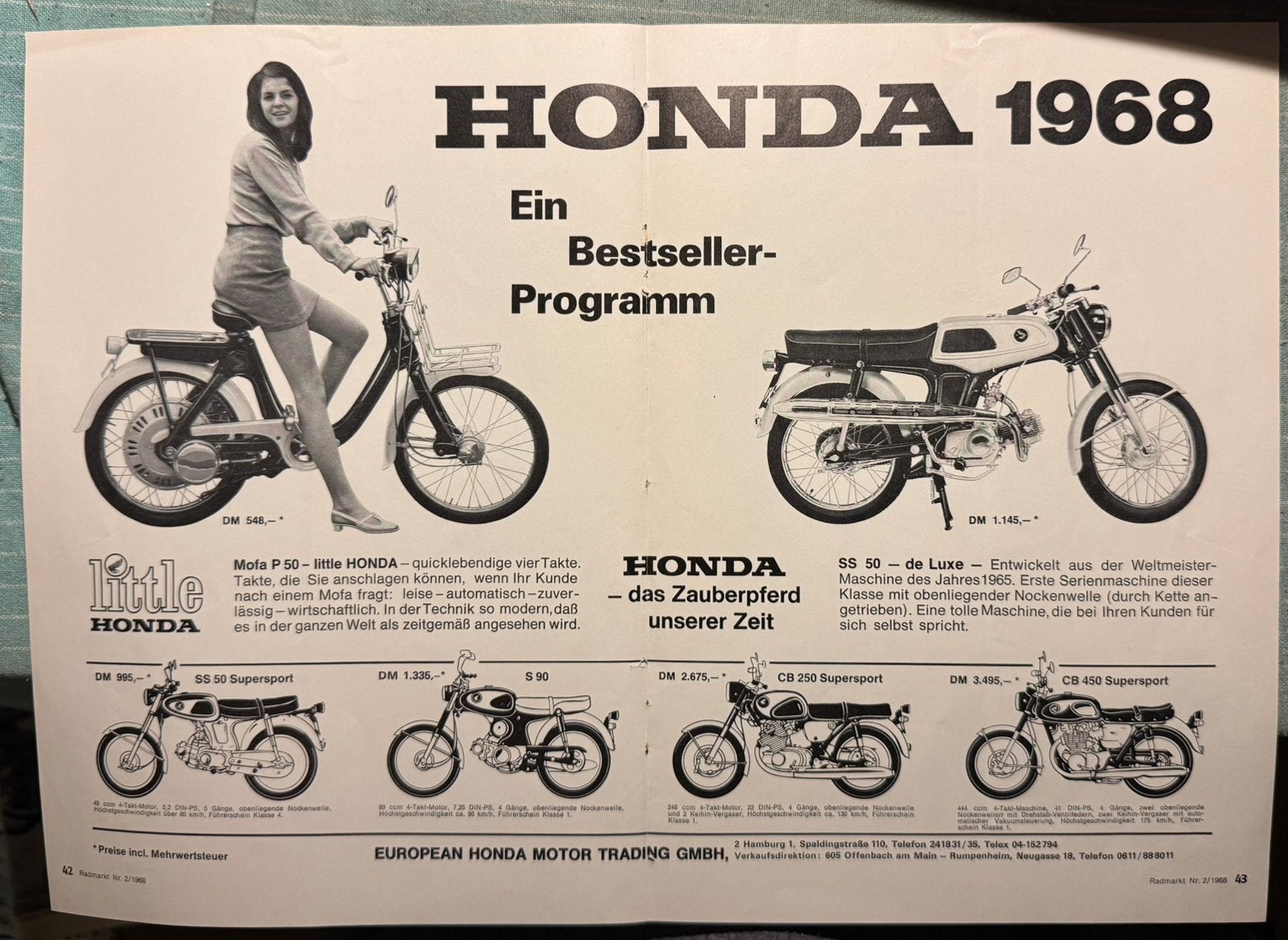 Advertentie 1968 Honda SS50 de Luxe, Verzenden, Zo goed als nieuw, Motoren