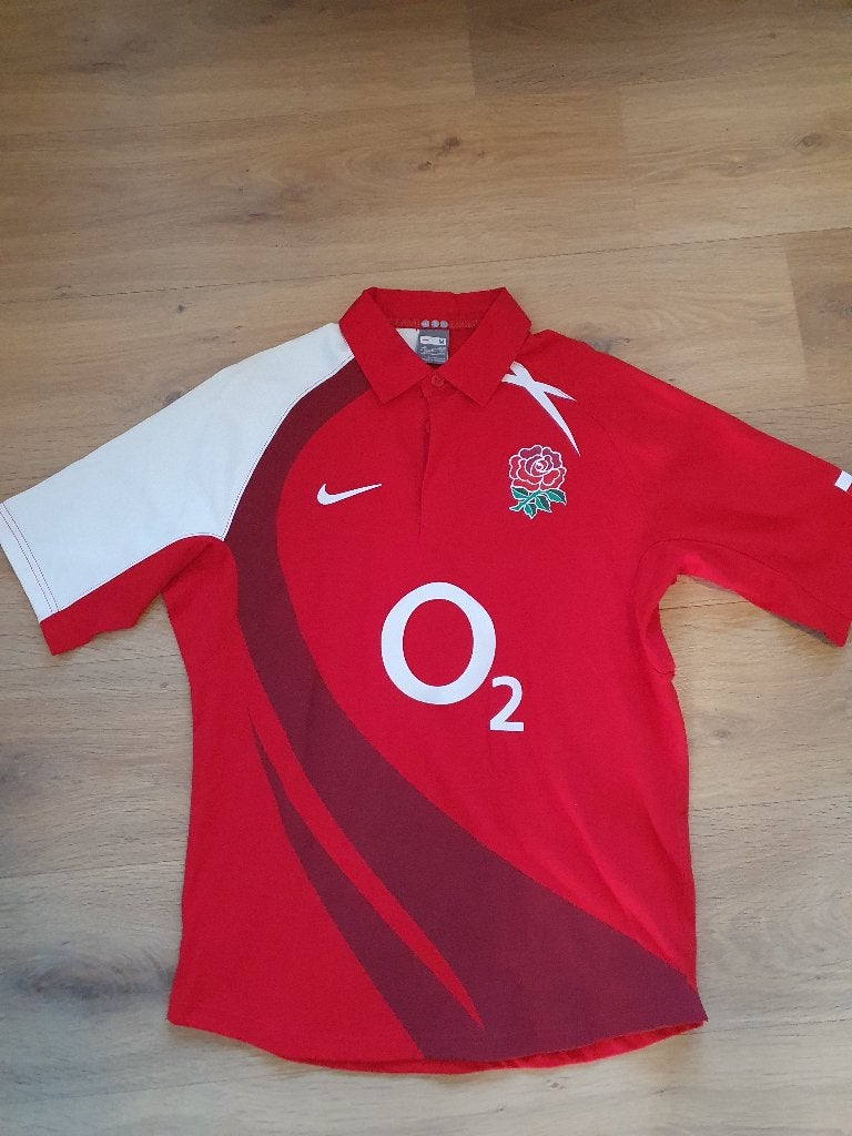 Vintage Nike Rugby Shirt 2007/2008 - Rood/Wit - Maat M, Maat 48/50 (M), Overige typen, Nike, Ophalen of Verzenden