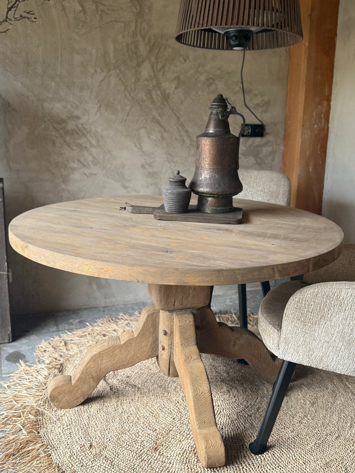 Ronde Kloostertafel 130cm - Landelijk & Stoer, Huis en Inrichting, Tafels | Eettafels, Gebruikt, 100 tot 150 cm, Rond, Ophalen of Verzenden