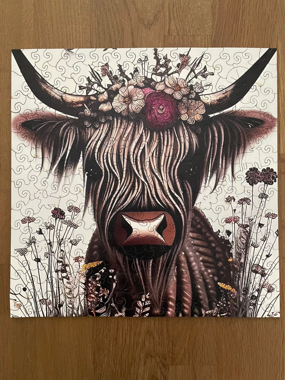 Houten puzzel Schotse Hooglander 240 stukjes, Ophalen, Minder dan 500 stukjes, Zo goed als nieuw, Legpuzzel