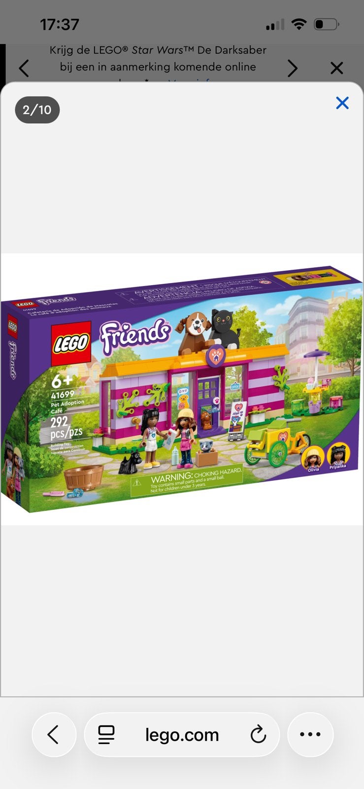 Lego Friends 41699 Huisdierenadoptiecafé, Kinderen en Baby's, Speelgoed | Duplo en Lego, Lego, Friends, Ophalen of Verzenden, Zo goed als nieuw