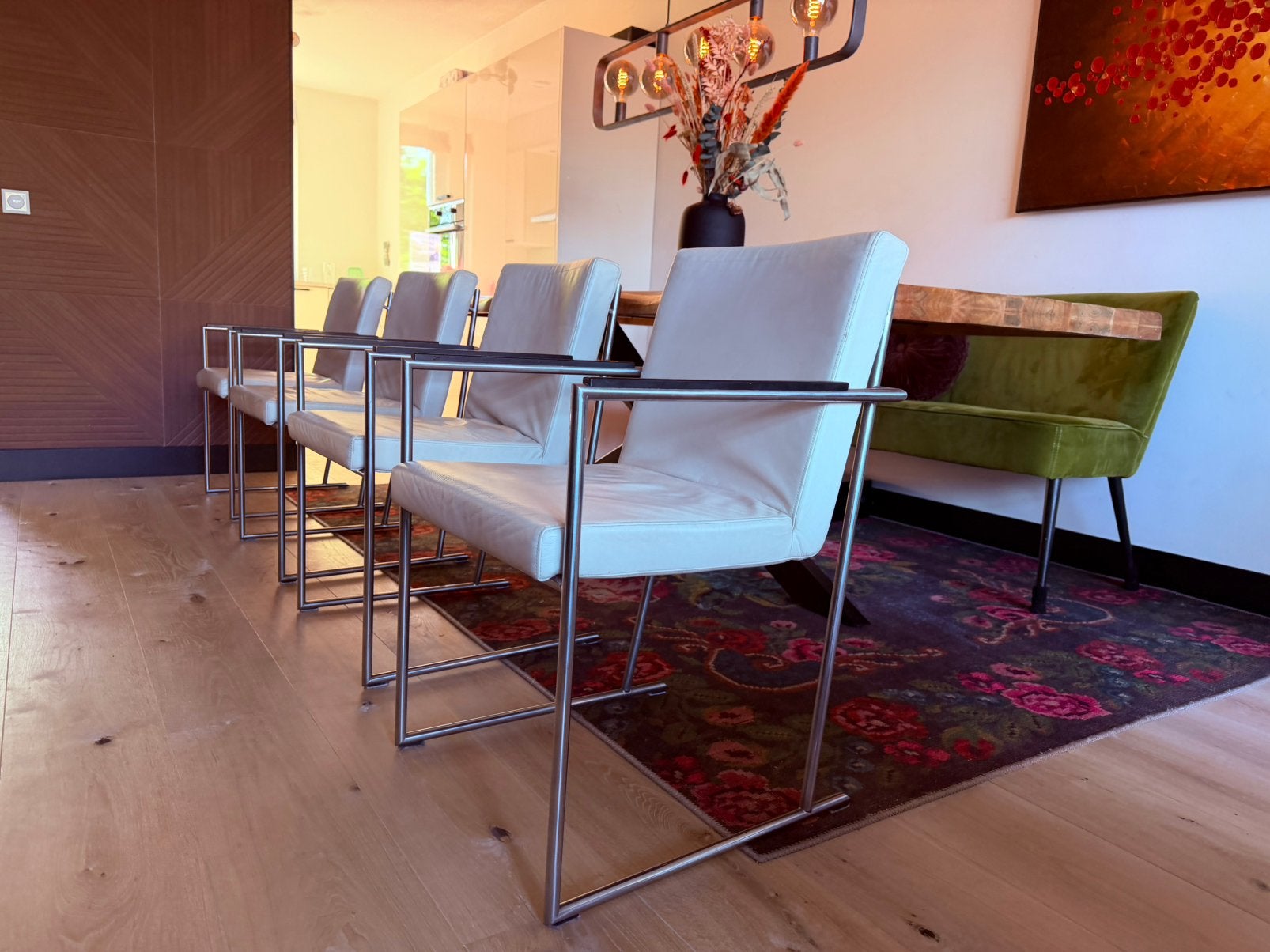 4 Harvink leren design stoelen, Ophalen, Wit, Leer, Zo goed als nieuw