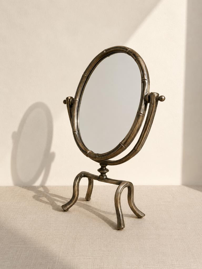 Antieke tafelspiegel jaren 20 – Art Deco, Ophalen of Verzenden, Ovaal, Minder dan 50 cm, Minder dan 100 cm