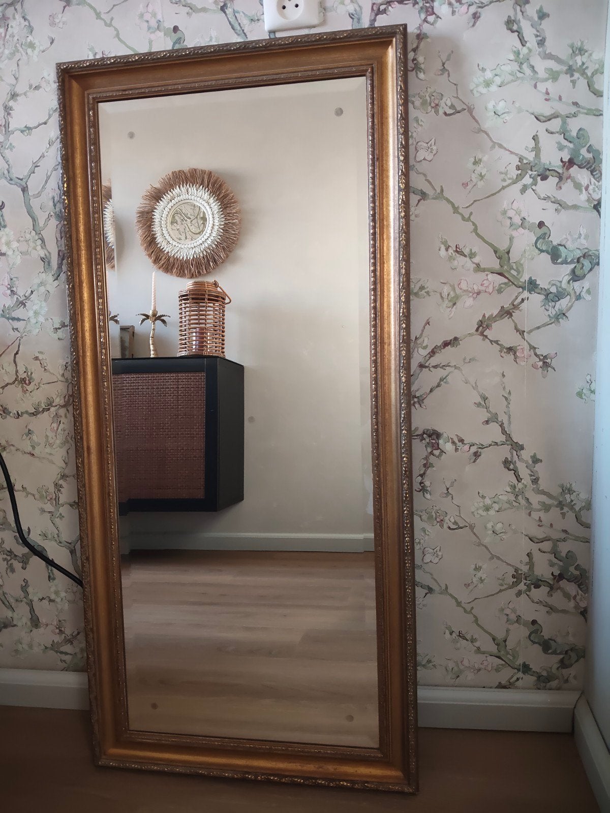 Vintage facetgeslepen spiegel 114 x 53 cm - goudkleurige s, Ophalen, Rechthoekig, 50 tot 75 cm, Minder dan 100 cm