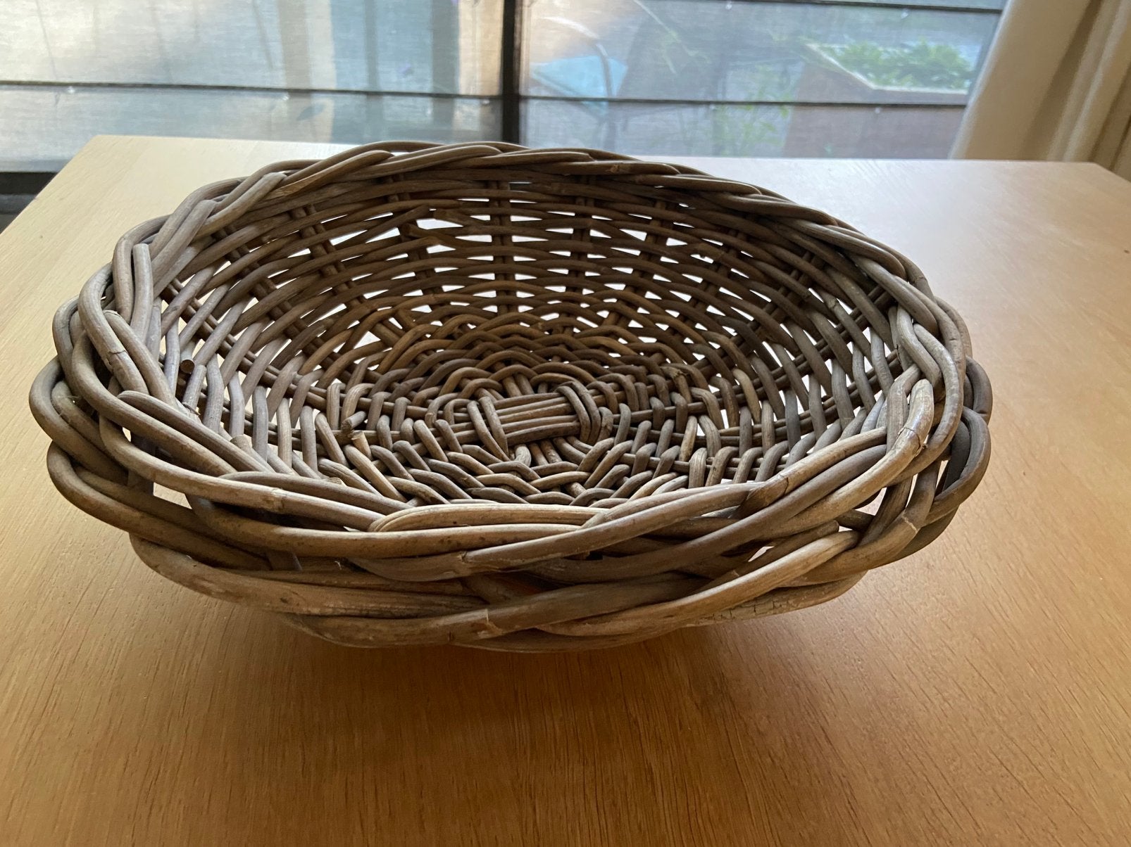 Rieten schaal / mand, 40 cm, Huis en Inrichting, Gevlochten, Schaal, Rond, Ophalen of Verzenden