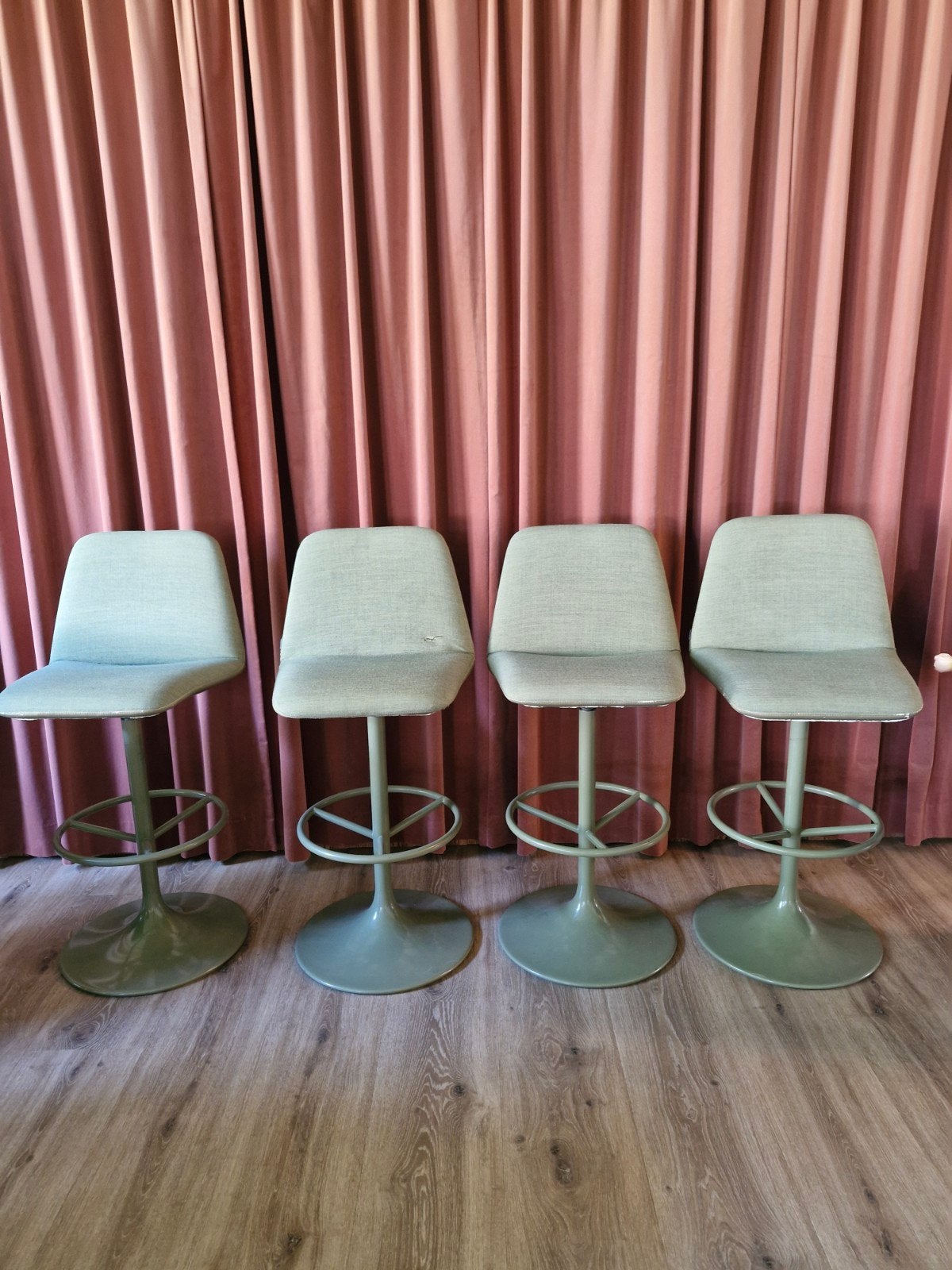 Set van 4 vintage barkrukken - Gebruikt, Ophalen, Gebruikt, Met voetsteun, 90 cm of meer