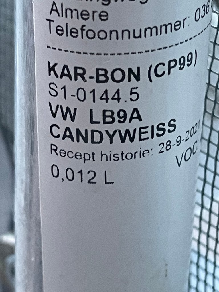 Lakstift  Kar-bon  cp99 vw LB9A candyweis, Ophalen of Verzenden, Nieuw, Volkswagen, Deur