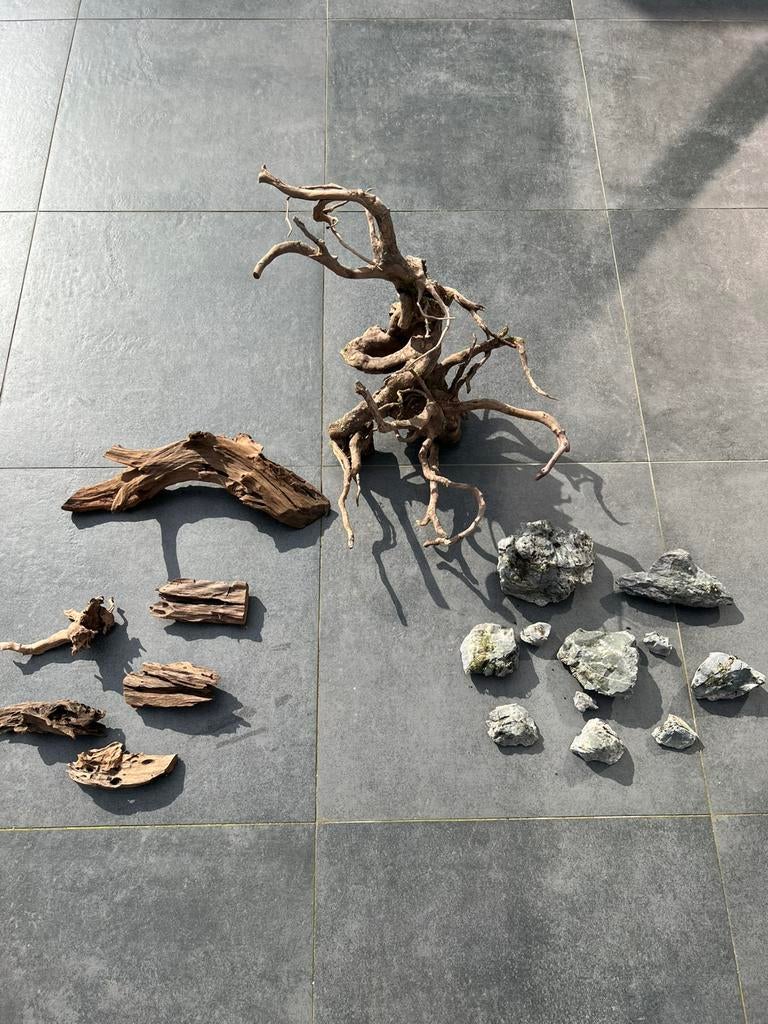 Aquarium hardscape set (hout + stenen) – aquascape, Ophalen, Zo goed als nieuw, Plant(en), Steen of Hout
