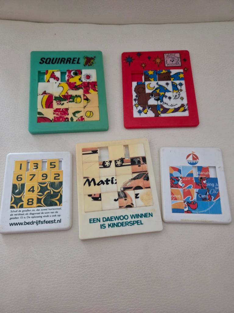 Vintage Schuifpuzzels - Set van 5, Ophalen of Verzenden, Minder dan 500 stukjes, Gebruikt, Overige typen