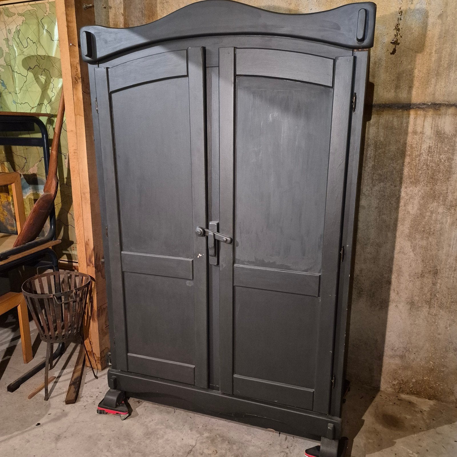 Nette eikenhouten hang/legkast, Ophalen, Met deur(en), Gebruikt, 100 tot 150 cm