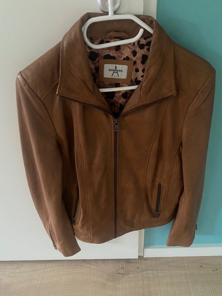 Leren jasje, cognac, merk donders maat 38, Kleding | Dames, Maat 38/40 (M), Bruin, Ophalen of Verzenden, Zo goed als nieuw