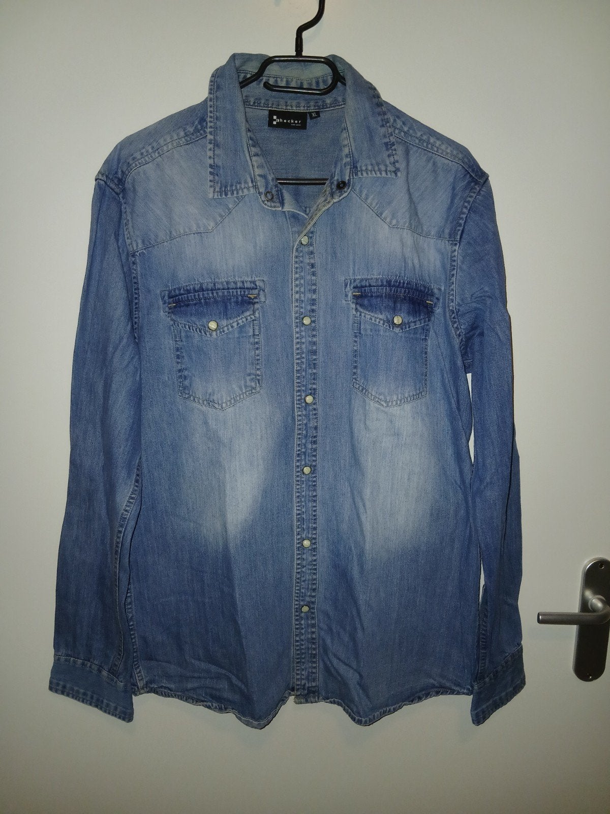 Heren spijkerblouse Checker XL, Blauw, Ophalen of Verzenden, Checker, Gedragen