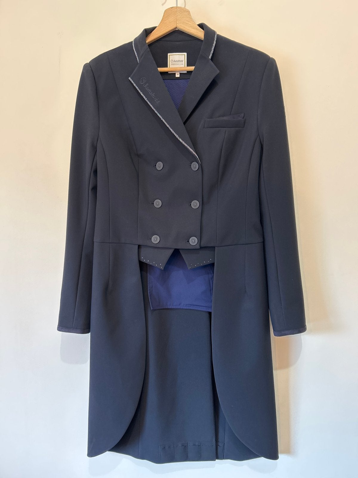 Samshield slipjas maat 40 - Donkerblauw, Dieren en Toebehoren, Ophalen of Verzenden, Zo goed als nieuw, Dressuur, Bovenkleding