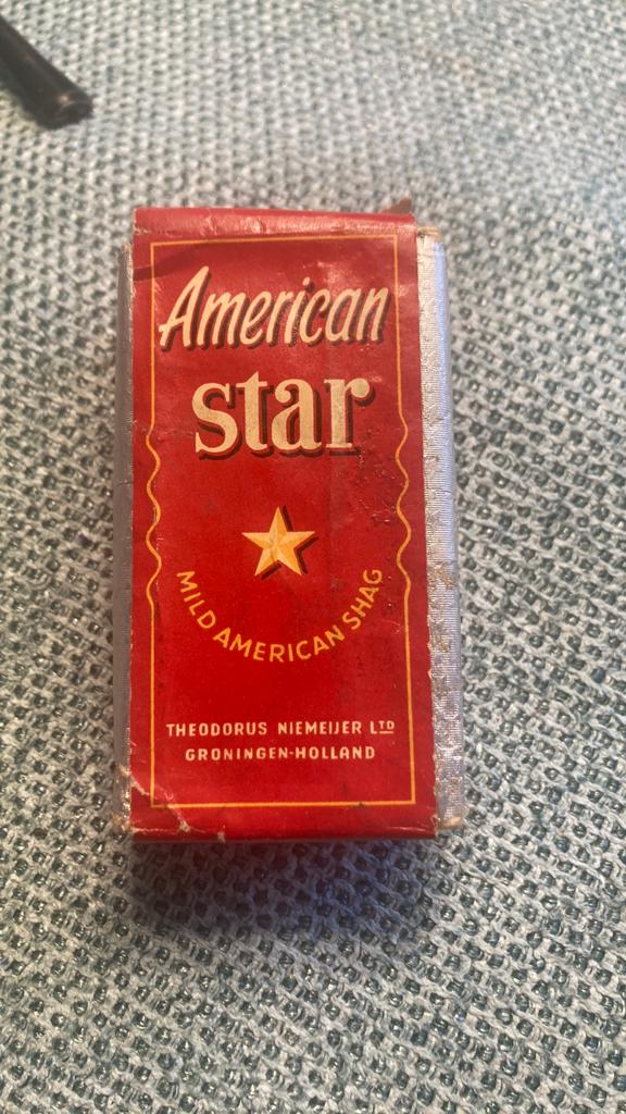 Vintage American Star Shag Tabaksdoosje Niemeyer, Ophalen of Verzenden, Gebruikt, Tabaksdoos of Verpakking