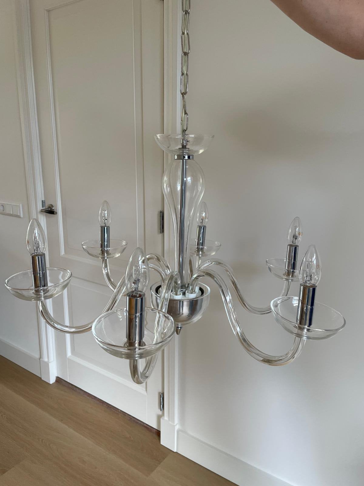 Moderne kroonluchter, Huis en Inrichting, Lampen | Kroonluchters, Ophalen, Gebruikt, Glas