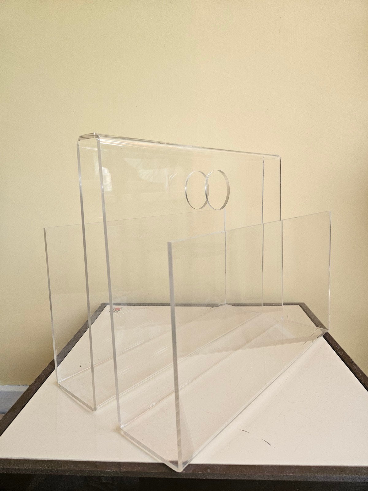 Vintage Plexiglas Tijdschriftenhouder Jaren '80, Gebruikt, Tijdschriftenrek, Kunststof, Geschikt voor vinyl