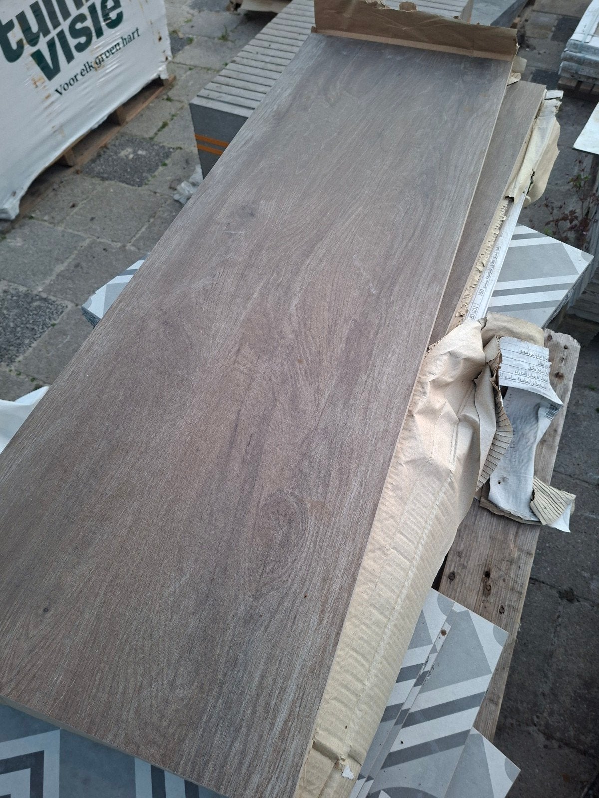 1,9m2 120x40x3 laminaat tegel keramiek, Ophalen, Nieuw, Keramiek, Terrastegels