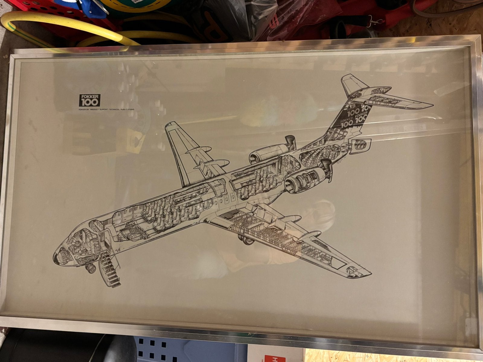 Foto van originele tekening Fokker100, Ophalen