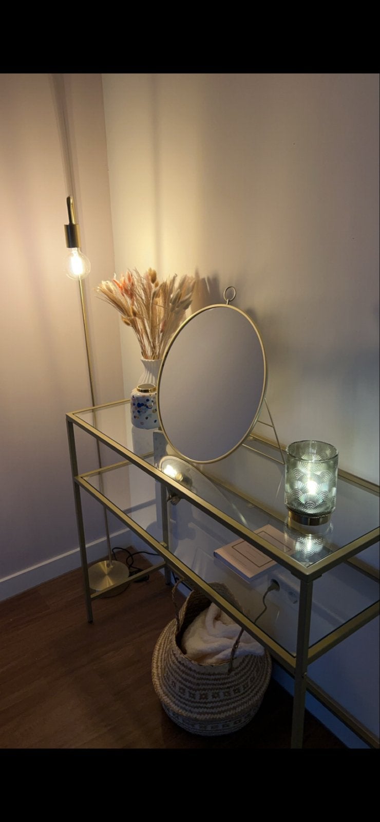 ACAZA Sidetable Goud - Glazen Wandtafel - Console Tafel, Ophalen, 50 tot 100 cm, Glas, Zo goed als nieuw