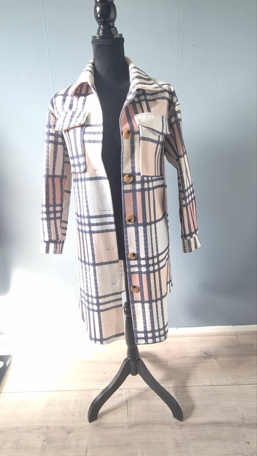 Mooie lange geruite vest/blouse maat 36/38, Kleding | Dames, Ophalen of Verzenden, Zo goed als nieuw, Maat 36 (S), Meerkleurig