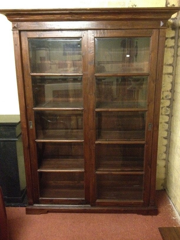 VITRINEKAST - MASSIEF TEAKHOUTEN SCHUIFDEURKAST vitrine, Ophalen
