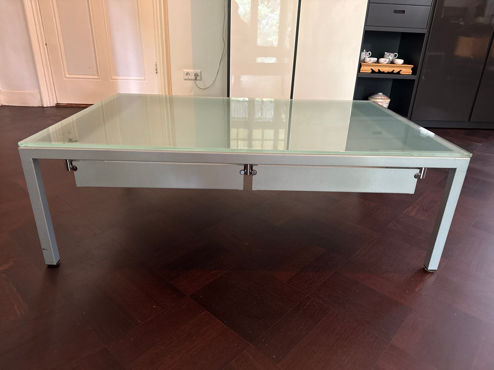 Desalto Helsinki design salontafel 118,5x77,5x38 cm, 100 tot 150 cm, 50 tot 100 cm, Ophalen of Verzenden, Glas