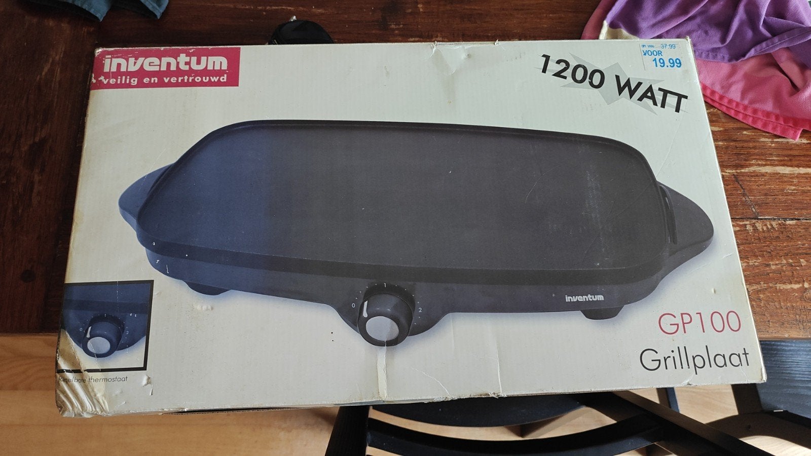 Inventum GP100 Grillplaat - 1200 Watt Tafelgrill, Ophalen, Gebruikt, Tafelgrill