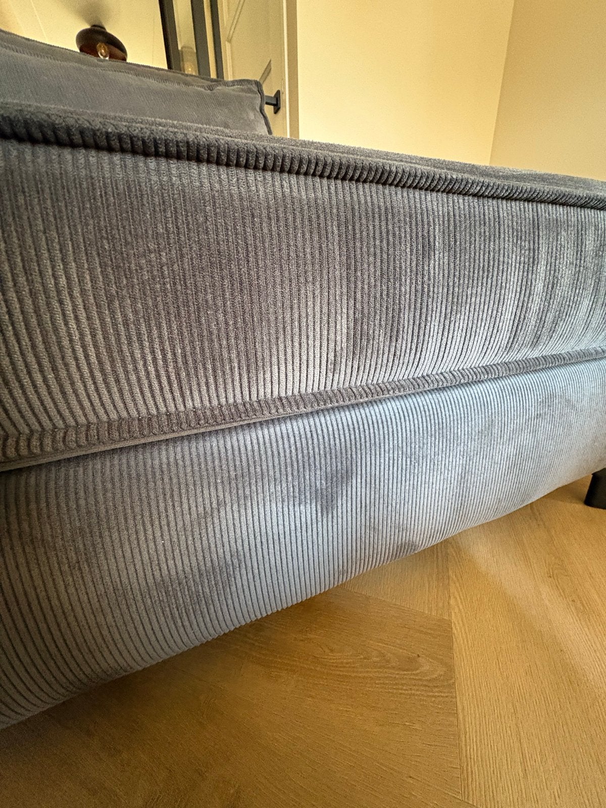 Ruime Haco hoekbank in grijze ribstof (290x230 cm), Ophalen, 250 tot 300 cm, 100 tot 125 cm, Hoekbank